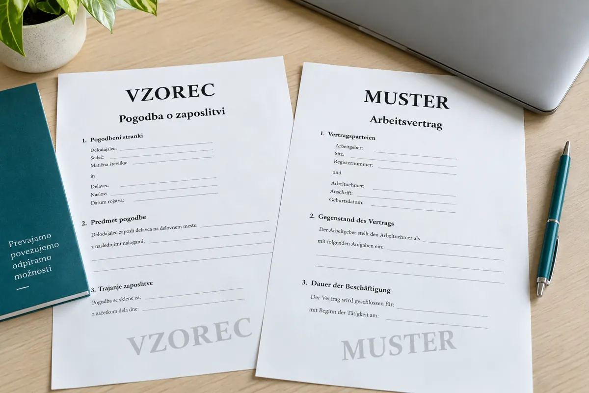 Ilustrativni vzorec za prevod pogodbe o zaposlitvi, označen VZOREC