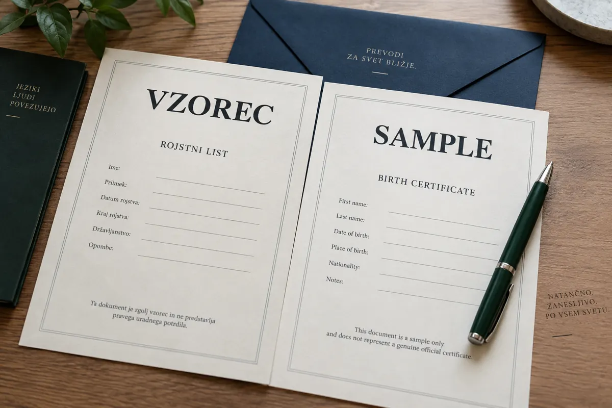 Ilustrativni vzorec za prevod potrdila o nekaznovanosti, označen VZOREC